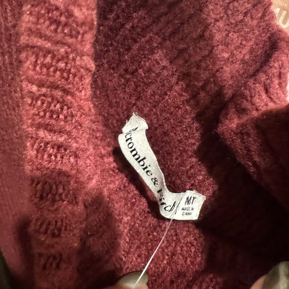 NWT Abercrombie Easy Mockneck Mini Sweater Dress Deep Wine Sz M Tall - Picture 2 of 3